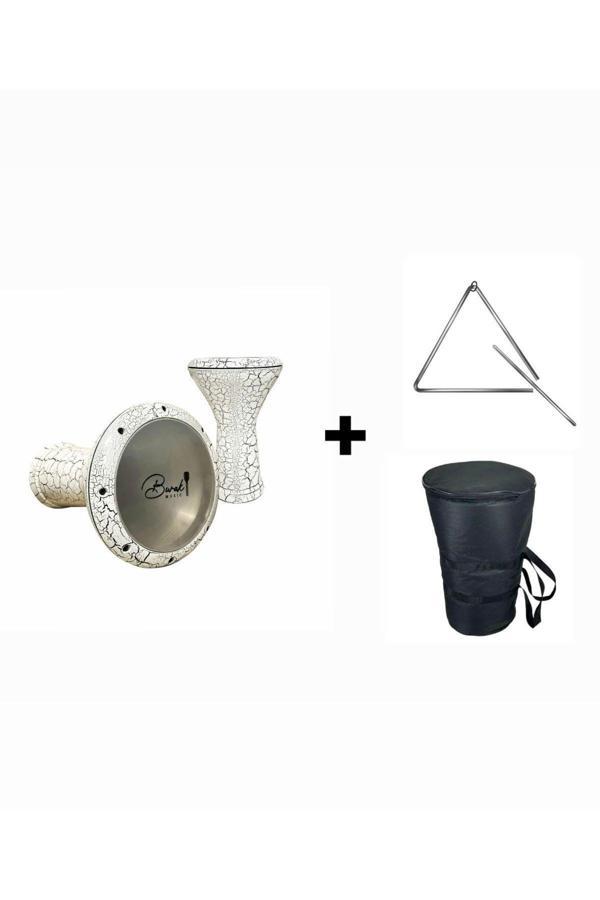 Çatlak Desenli Mısır Darbuka + Üçgen zil + Taşıma Kılıfı - Image 1