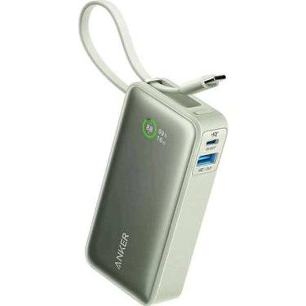 Anker 545 Nano Powerbank (30W, Dahili USB-C Kablosu) 10K Taşınabilir Şarj Cihazı, 1 USB-C, 1 USB-A ile PD 30W Maksimum Çıkış - Yeşil - A1259 - Image 1