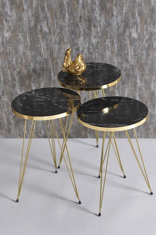 Zigon Sehpa Gold Bendir Tel Ayak - Image 1