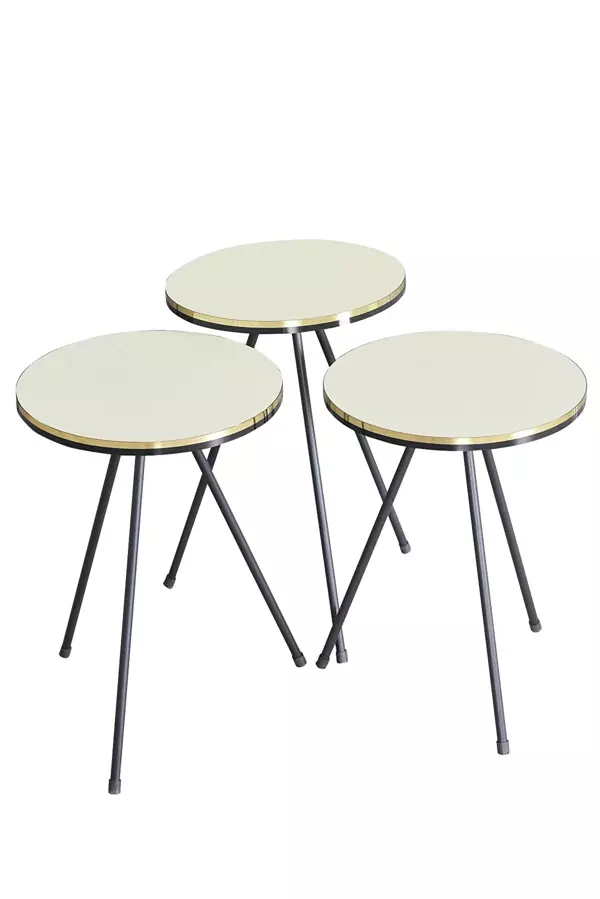 Zigon Sehpa Siyah Metal Ayak Çift Altın Krem 1079 - Image 1