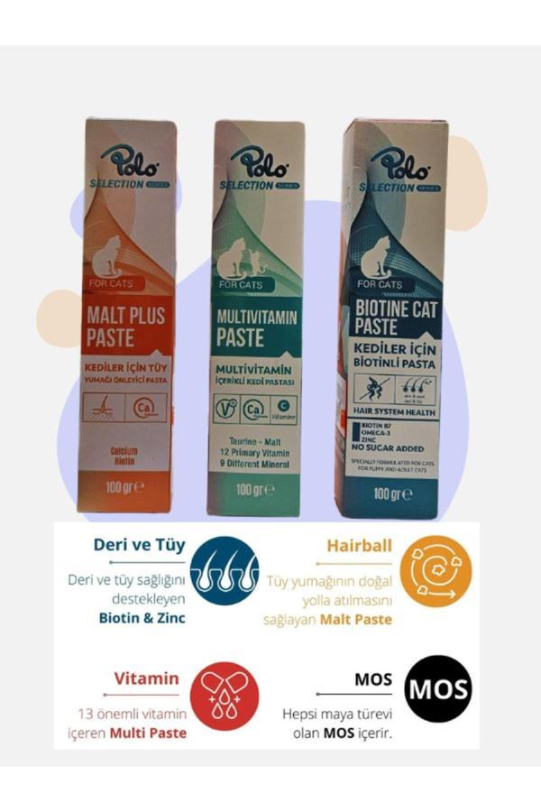 Kedi Malt Paste 100 Gr + Multi Vitamin Paste 100 Gr + Biotin Paste 100 Gr (3x100 Gr) - Image 1