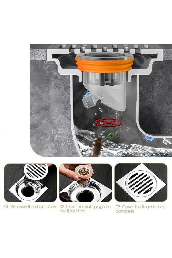 3.2x4.5 cm Koku Giderici Lavabo Tıkacı Banyo Küvet Süzgeci Gider Tıkanma Önleyici Çekvalfli Adaptör - Image 1