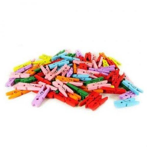 Ahşap Renkli Mini Mandal 100 Adet - Image 1