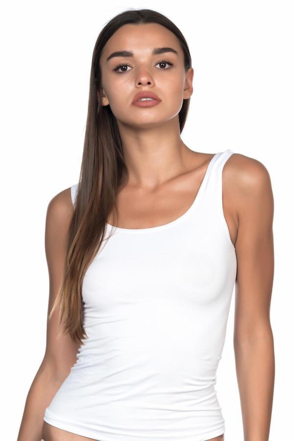 BEYAZ 5002 Soft Kalın Askılı Uzun Atlet - Image 1