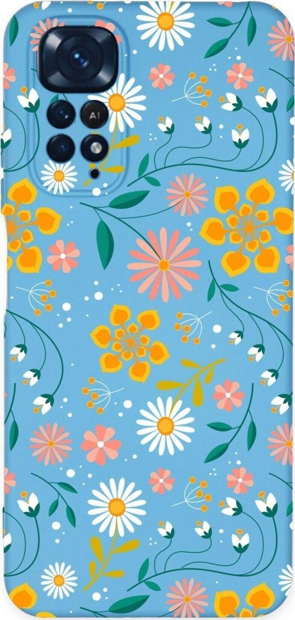 Printify Xiaomi Redmi Note 11 Pro Uyumlu Lansman Kılıf Çiçek Tasarımlı Içi Kadife Kapak-Mavi - Image 1