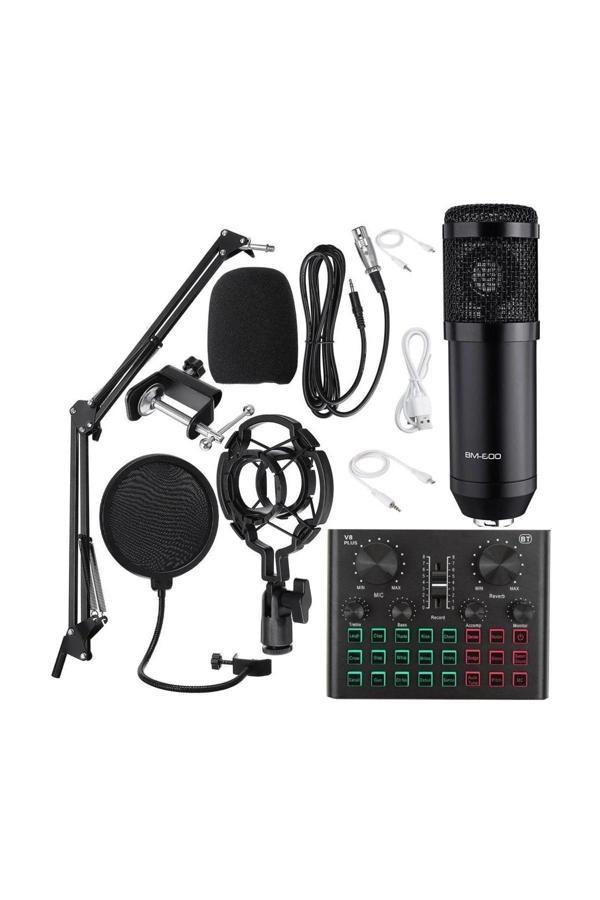 BM600 Filtreli Condenser Mikrofon V8 Plus Ses Kartı ve Standlı Set - Image 1
