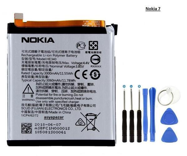 NOKIA 7 Batarya Pil TA1041-TA1100-TA1097 HE340 ve Tamir Seti - Image 1