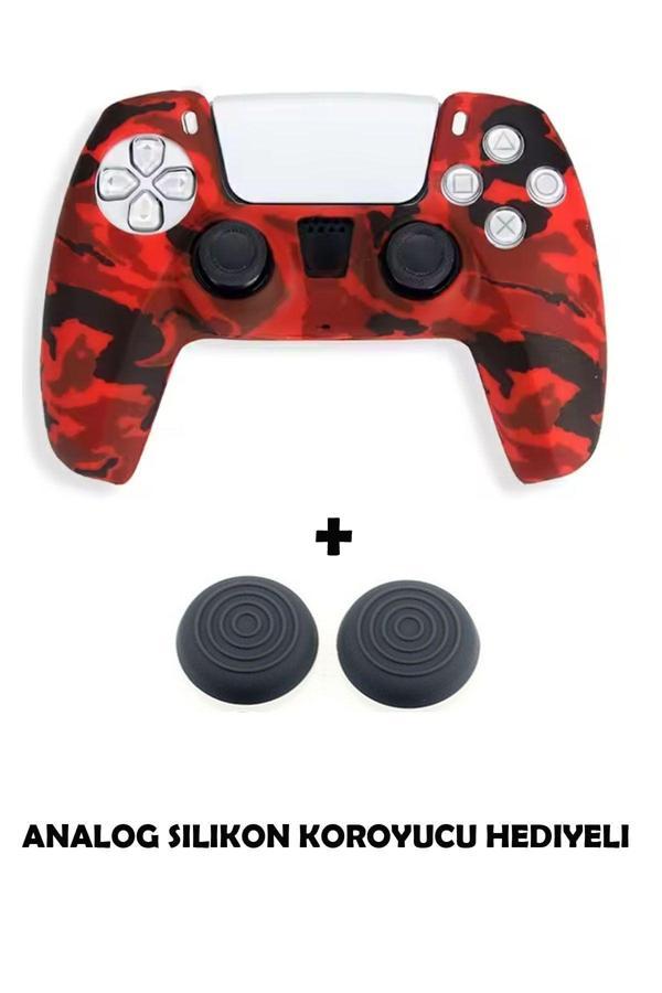 PS5 Dualsense Uyumlu Kamuflaj Desenli Koruyucu Silikon Kılıf + Analog silikon Koruyucu - Image 1