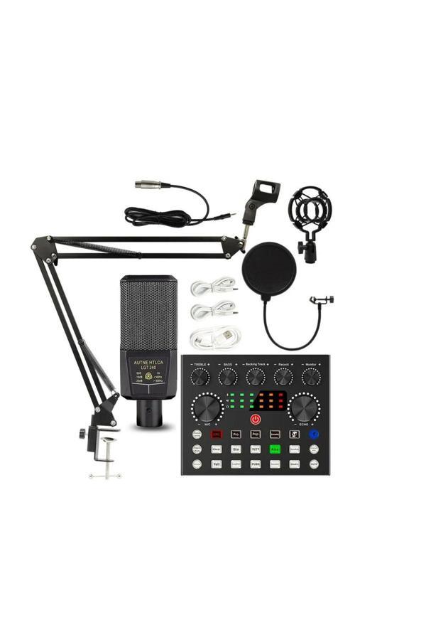 LGT240 Filtreli Condenser Mikrofon V8S Live Plus Ses Kartı ve Standlı Set - Image 1