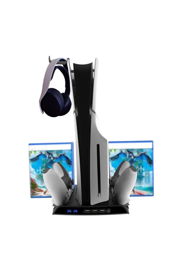 P5D-002 PS5 Slim Disk/PS5 Slim Dijital Uyumlu Stand Şarj Cihazı Soğutucu Fan - Image 1