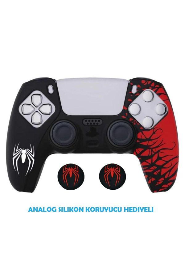PS5 Dualsense Spider-Man Koruyucu Silikon Kılıf + Analog silikon Koruyucu - Image 1