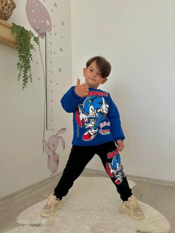 ERKEK ÇOCUK SONİC MODELLİ 3İPLİK ŞARDONLU EŞOFMAN TAKIMI - Image 1