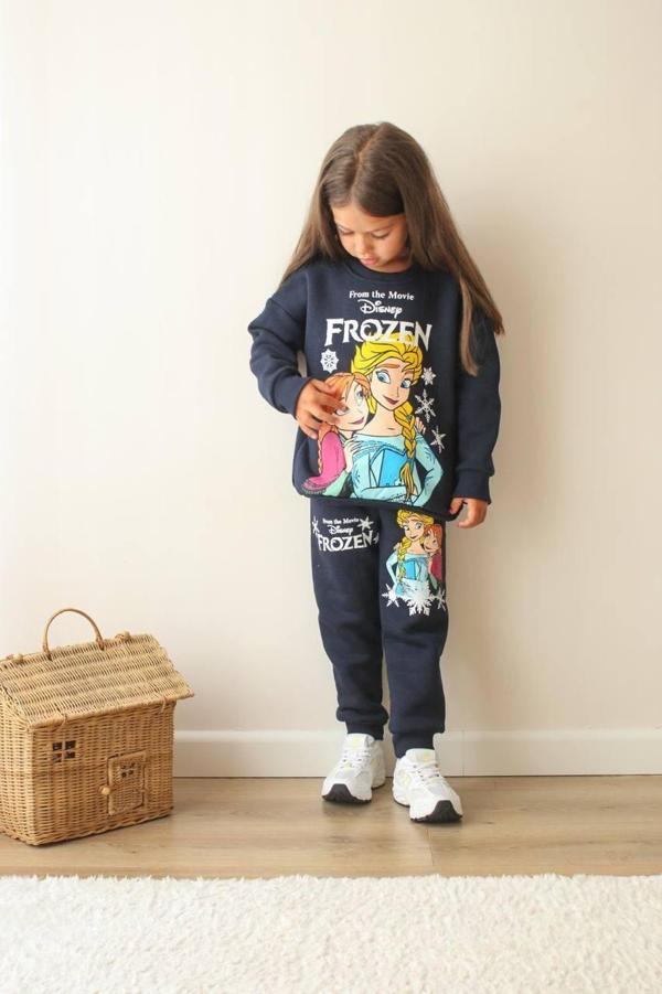 KIZ ÇOCUK ELSA MODELLİ 3 İPLİK ŞARDONLU EŞOFMAN TAKIMI - Image 1