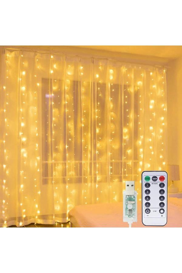 8 Fonksiyonlu Peri Perde Led Uzaktan Kumandalı Günışığı Perde Peri Led (3 mt x 3 mt) - Image 1