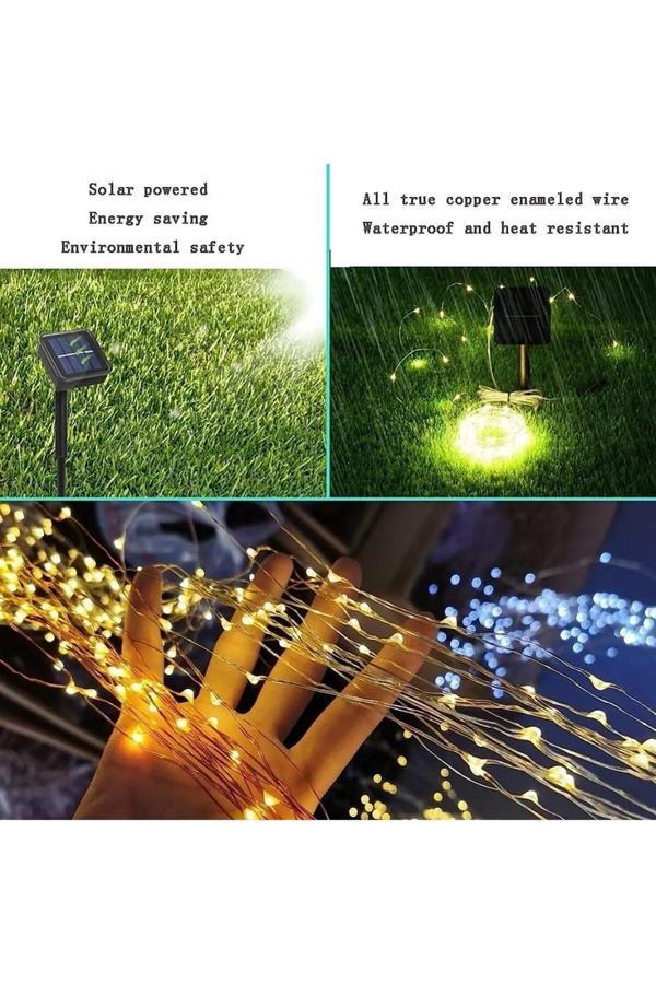 Güneş Enerjili 200 LED Dış Mekan Aydınlatma Şeridi - Image 1