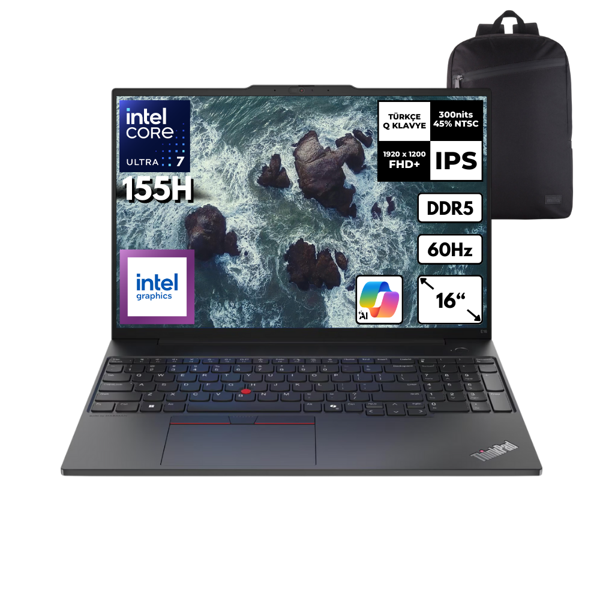 Lenovo ThinkPad E16 Gen2 Ultra 7-155H 32-GBSSD 2 TBSSD Arc Graphics 16" Freedos + S. Çantası 21MA002WTXHMF7 - Image 1