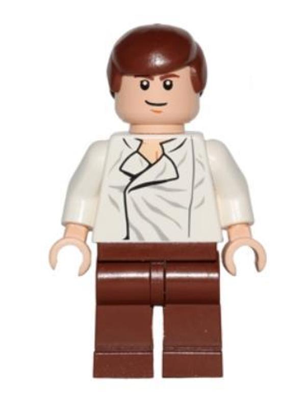 Lego Minifigür Star Wars Han Solo White Shirt with Wrinkles on Front sw0278 - Image 1