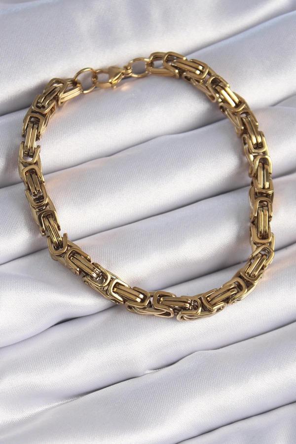 316L Çelik Gold Renk Kral Zincir Model Erkek Bileklik - Image 1