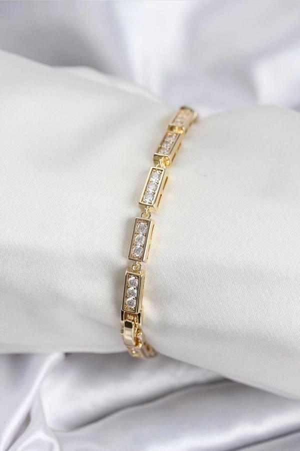 Pirinç VIP Seri Gold Renk Parçalı Model Kadın Bileklik - Image 1