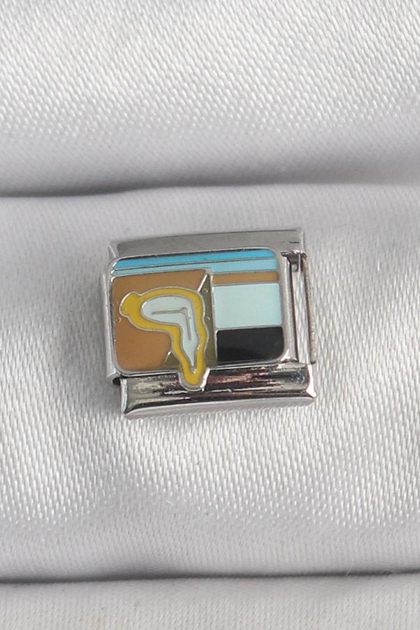 316L Çelik Gümüş Renk Renkli Portre Model Nomination Charm - Image 1