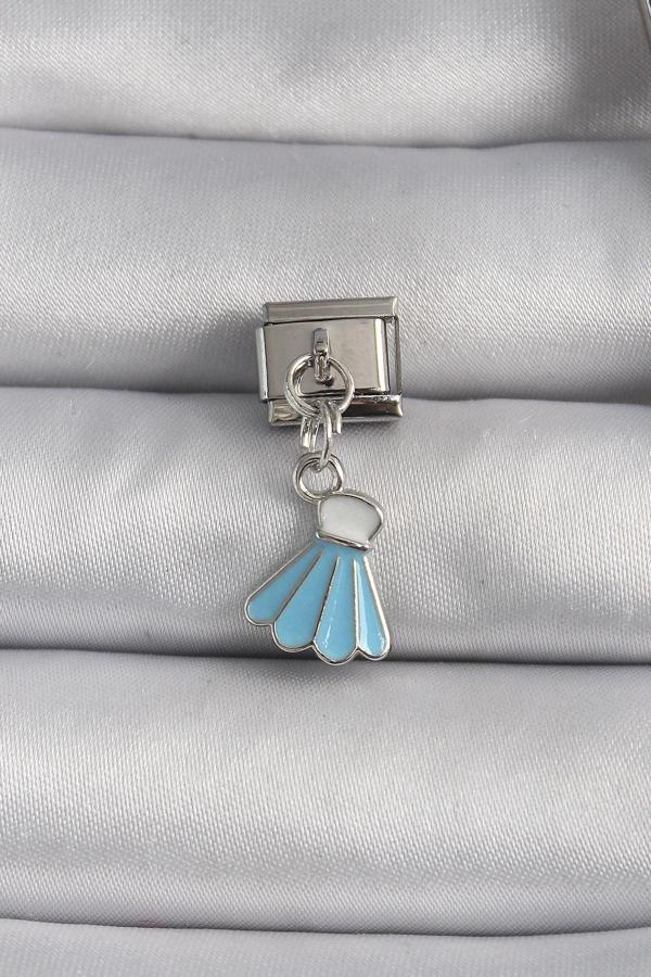 316L Çelik Gümüş Renk Mavi Renk Sallantı Elbise Model Nomination Charm - Image 1