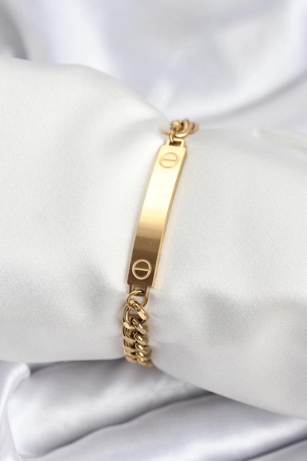 316L Çelik Gold Renk Yazı Yazmaya Uygun Kadın Bileklik - Image 1