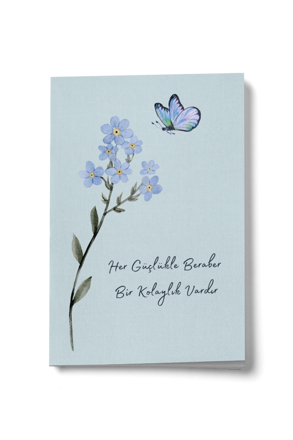 Her Güçlükle Beraber Bir Kolaylık Vardır Kelebekli Mini Defter - Image 1
