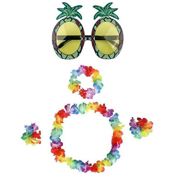 Renkli Ananas Gözlük, Taç, Kolye ve Bileklik Seti - Image 1