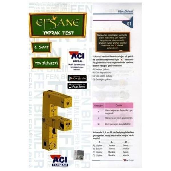 Açı 6.Sınıf Fen Bilimleri Yaprak Test - Açı Yayınları - Image 1