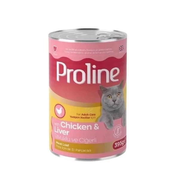 Proline Pate İçinde Et Parçacıklı Tavuklu ve Ciğerli Yetişkin Konserve Kedi Maması 395 Gr - Image 1