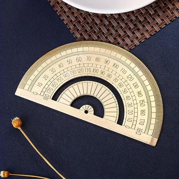 Altın Pirinç 180 Derece Yarım Daire Açı Ölçüm Aracı, Hassas Geometrik Cetvel - Image 1