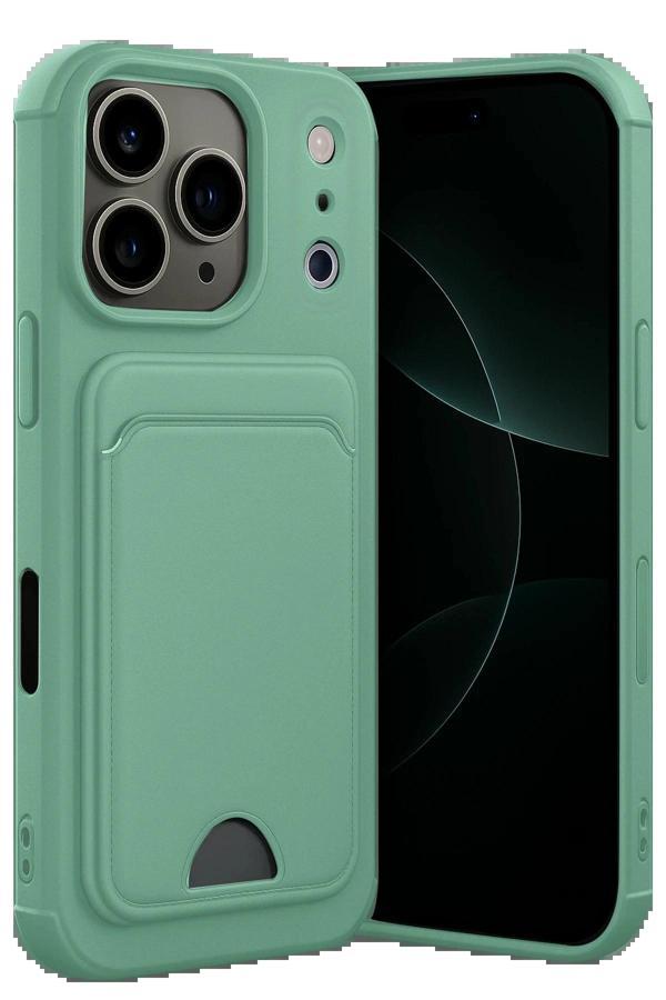 Apple iPhone 17 Pro Max Kelvin Kartvizitli Silikon - Açık Yeşil-(5796) - Image 1