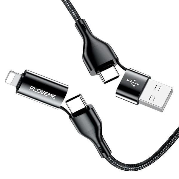 Floveme 4in1 USB To Type C -Type to Type Kablosu+iPhone Başlık USB 1M-(5775) - Image 1