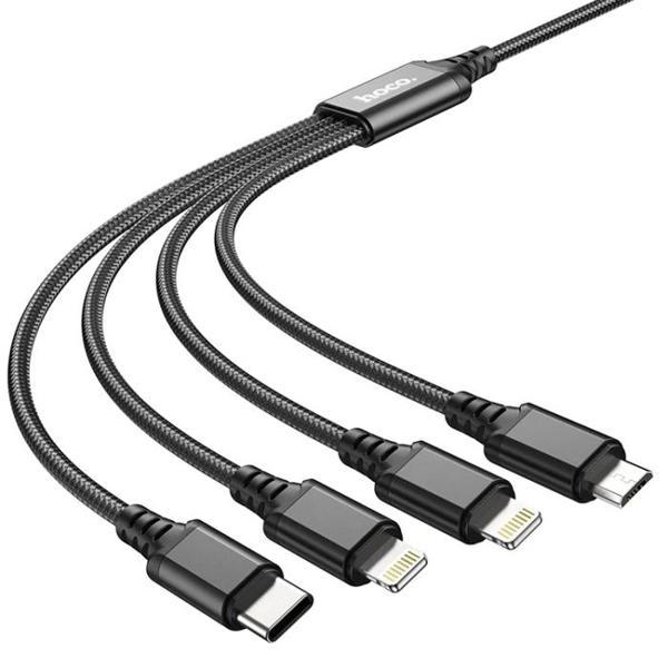 HOCO X76 4in1 Type-C + iPhone Lightning + Micro USB 2A Şarj Kablosu-(5775) - Image 1