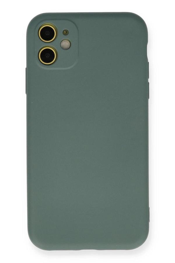 iPhone 11 Kılıf Nano içi Kadife Silikon - Koyu Yeşil-(5796) - Image 1
