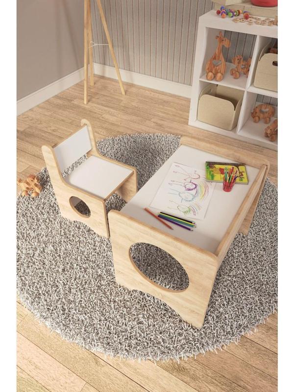 Montessori Çocuk Oyun & Aktivite & Çalışma Masa ve Sandalyesi - Sonoma - Image 1