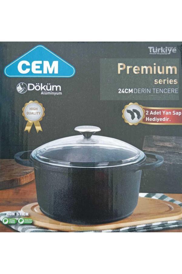 Cem Premium Serisi 24 Cm Alüminyum Döküm Derin Tencere Kutulu - Image 1