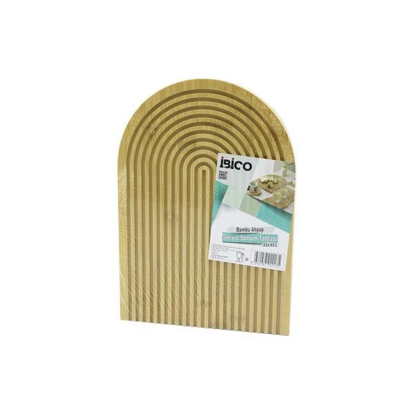 YARIM DAİRE  ÇİFT TARAFLI=DÜZ - KANALLI AHŞAP BAMBU SUNUM TEPSİ 22X32CM (4490) - Image 1