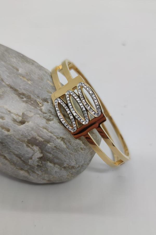 Halka Detaylı Çelik Kelepçe Bileklik - Image 1