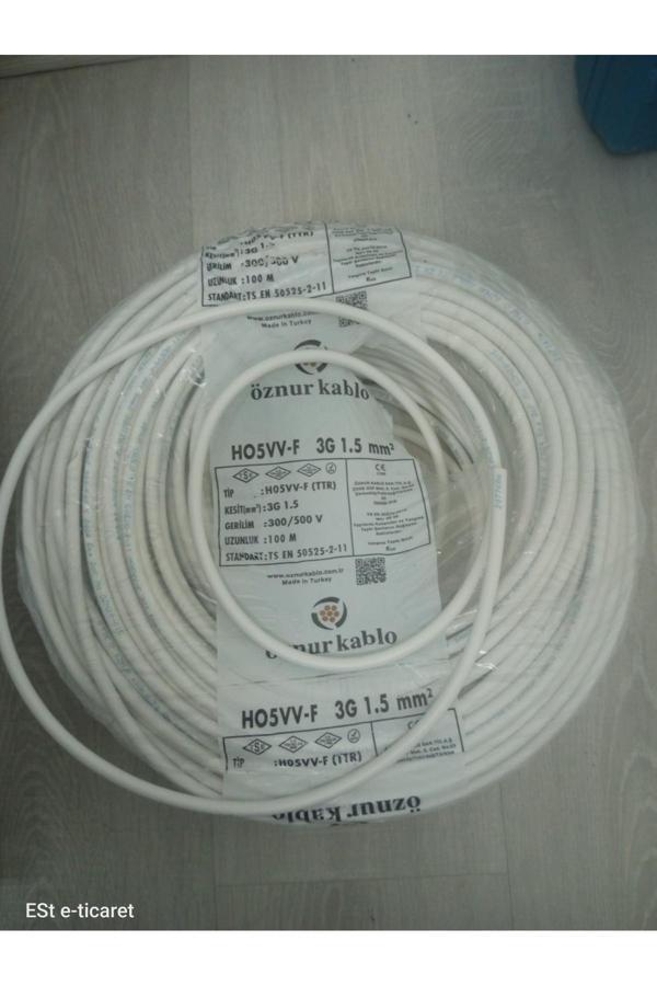 Öznur Kablo 20 Metre 3X1,5 Mm Ttr Kablo Beyaz Topraklı Kablo Beyaz Kablo Kaliteli - Image 1