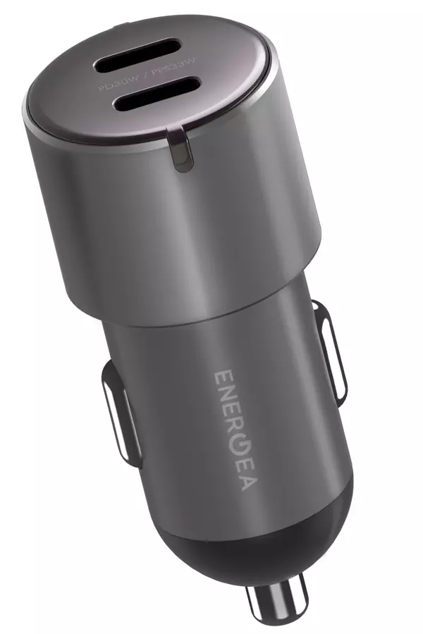 AluDrive D60 66W 2 Adet 33W Type-C Çıkışlı Alüminyum Araç İçi Şarj Aleti - Koyu Gri - Image 1