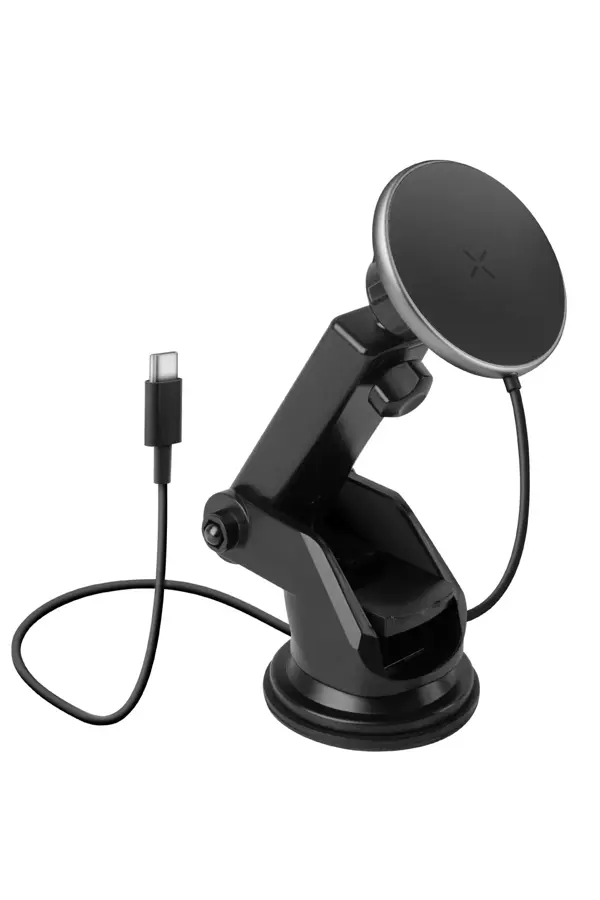MagDrive 2in1 Izgara Klipsli ve Vantuzlu 15W Kablosuz Şarjlı Manyetik Magsafe Araç Tutucu - Siyah - Image 1
