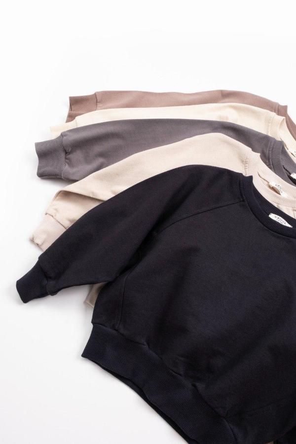 Basic Sweatshirt - Ekru & Siyah - Image 1