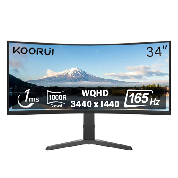 Koorui 1ms 165Hz 34" 3440x1440 WQHD Curved Gaming Monitör 34E6UC - Image 1