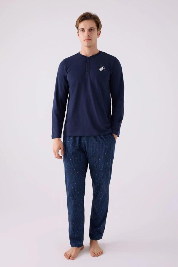 Arnetta Erkek Pamuklu Comfortablelıfe Bisiklet Yaka Uzun Kollu Pijama Takım - Image 1