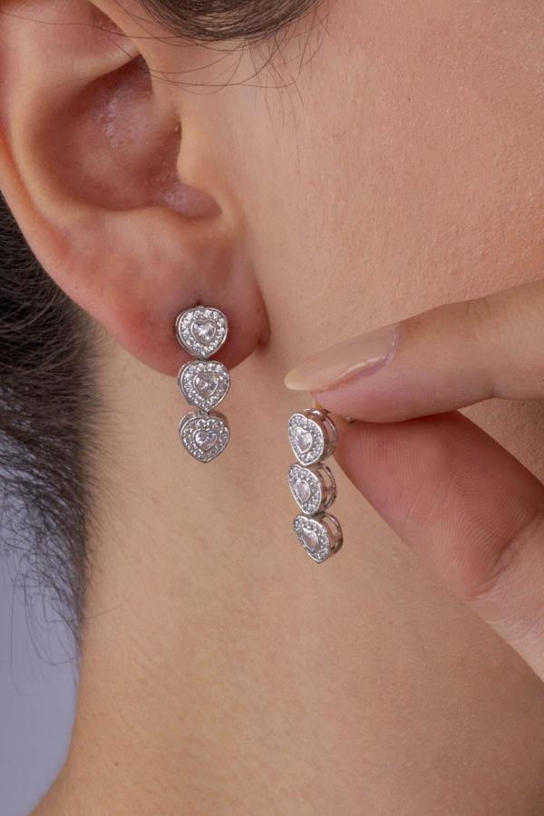 Gümüş Pazarım Özel Tasarım Kalp Su Yolu 925 Ayar Gümüş Küpe - Image 1