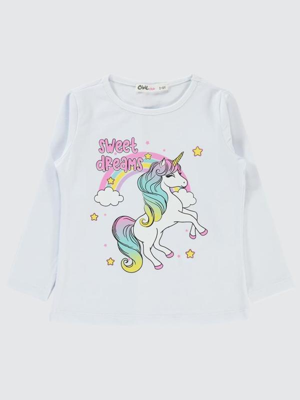 Civil Girls Sweet Dreams Baskılı 2-5 Yaş Sweatshirt - Beyaz2-3 Yaş - Image 1