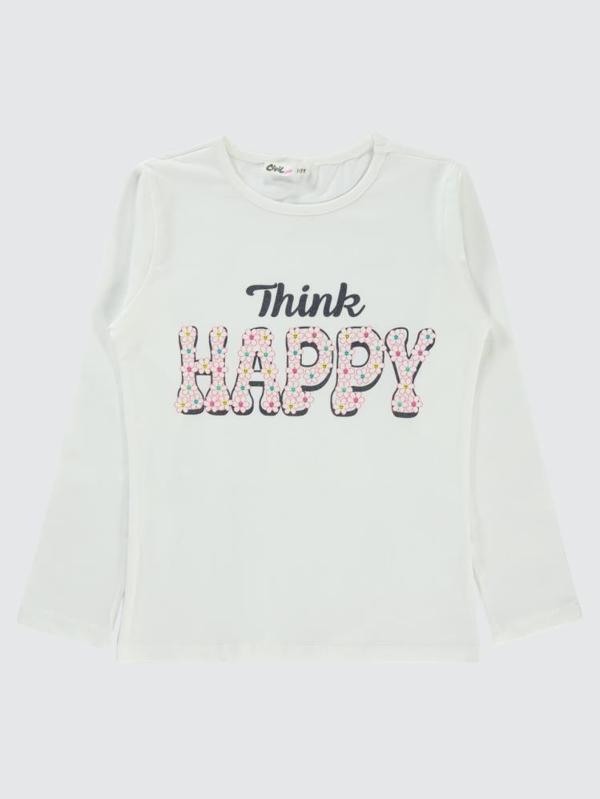 Civil Girls Happy Baskılı 6-9 Yaş Sweatshirt - Ekru8-9 Yaş - Image 1