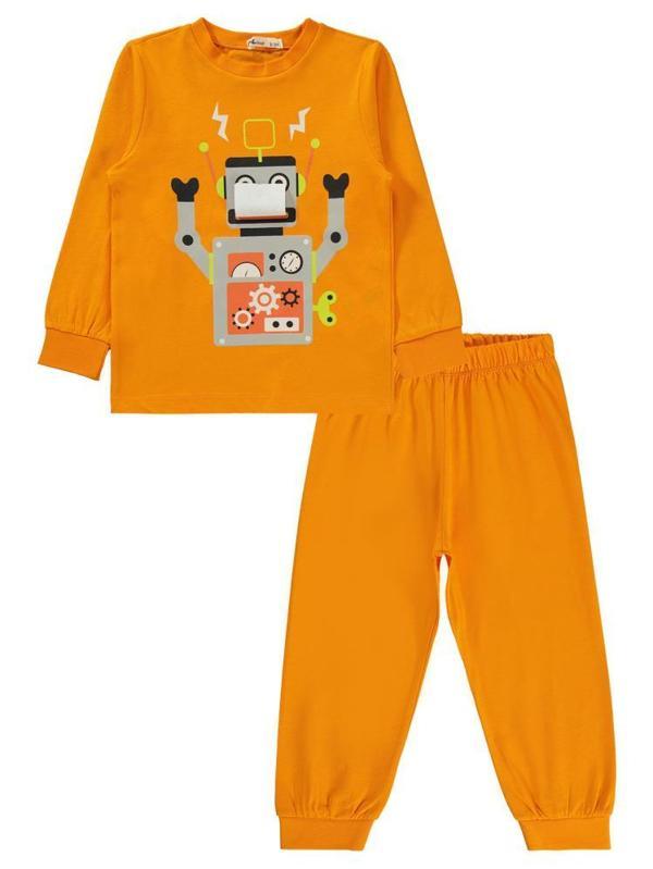Civil Boys Robot Baskılı 2-5 Yaş Pijama Takımı - Turuncu4-5 Yaş - Image 1