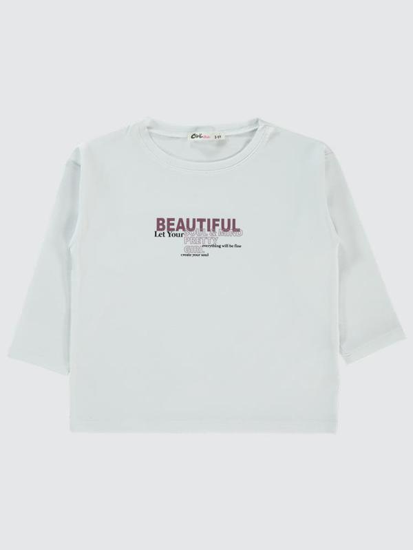 Civil Girls Beautiful Baskılı 2-5 Yaş Sweatshirt - Beyaz3-4 Yaş - Image 1
